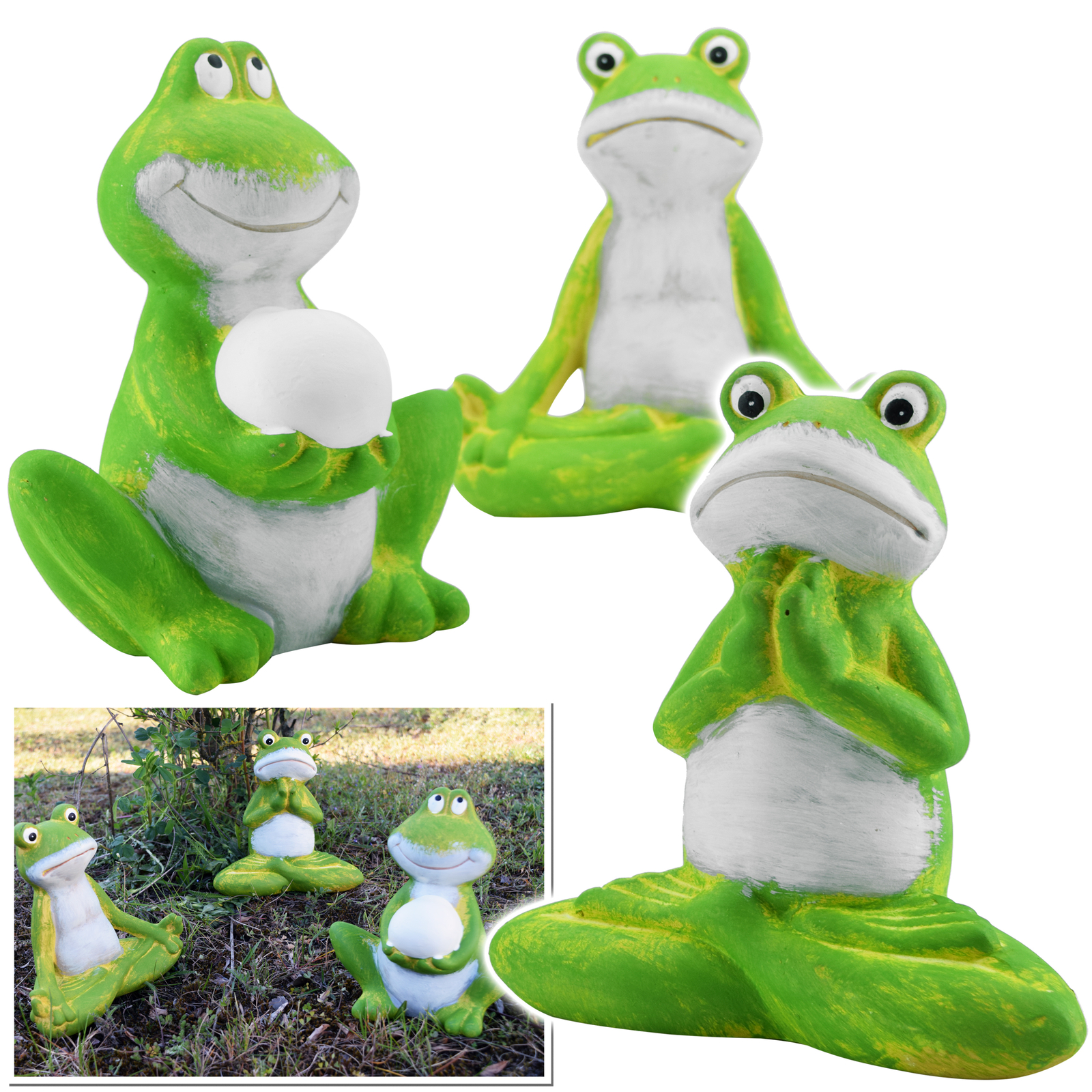 deko Frosch aus Keramik stehend Figur Skulptur Balkon Garten 15,5cm Motiv A