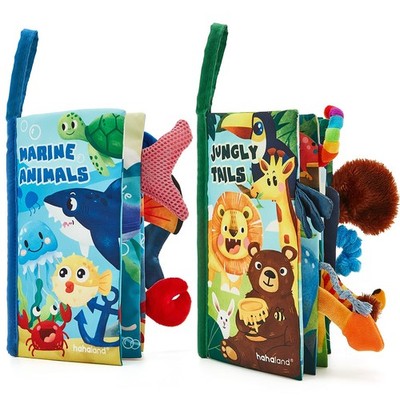hahaland 2 Pcs Sensory Toys 0-6 Months Touch Feel Activity Soft Book with