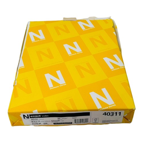 250 Sheets Neenah Exact Index 8.5" x 11" White Printer Paper 90 Basis