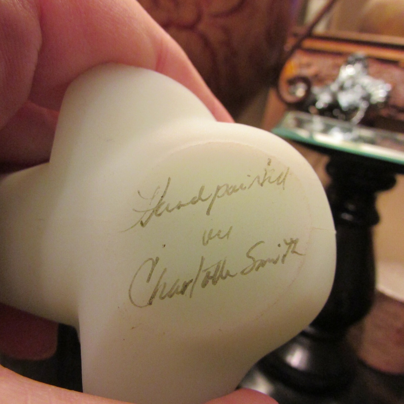 BEAUTIFUL FENTON BLUE ROSES ON BLUE SATIN   HAND PAINTED AND SIGNED  BIRD