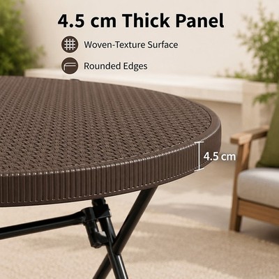 Table de jardin ronde 80cm pliable en plastique - Jardin, balcon, intérieur - Brown