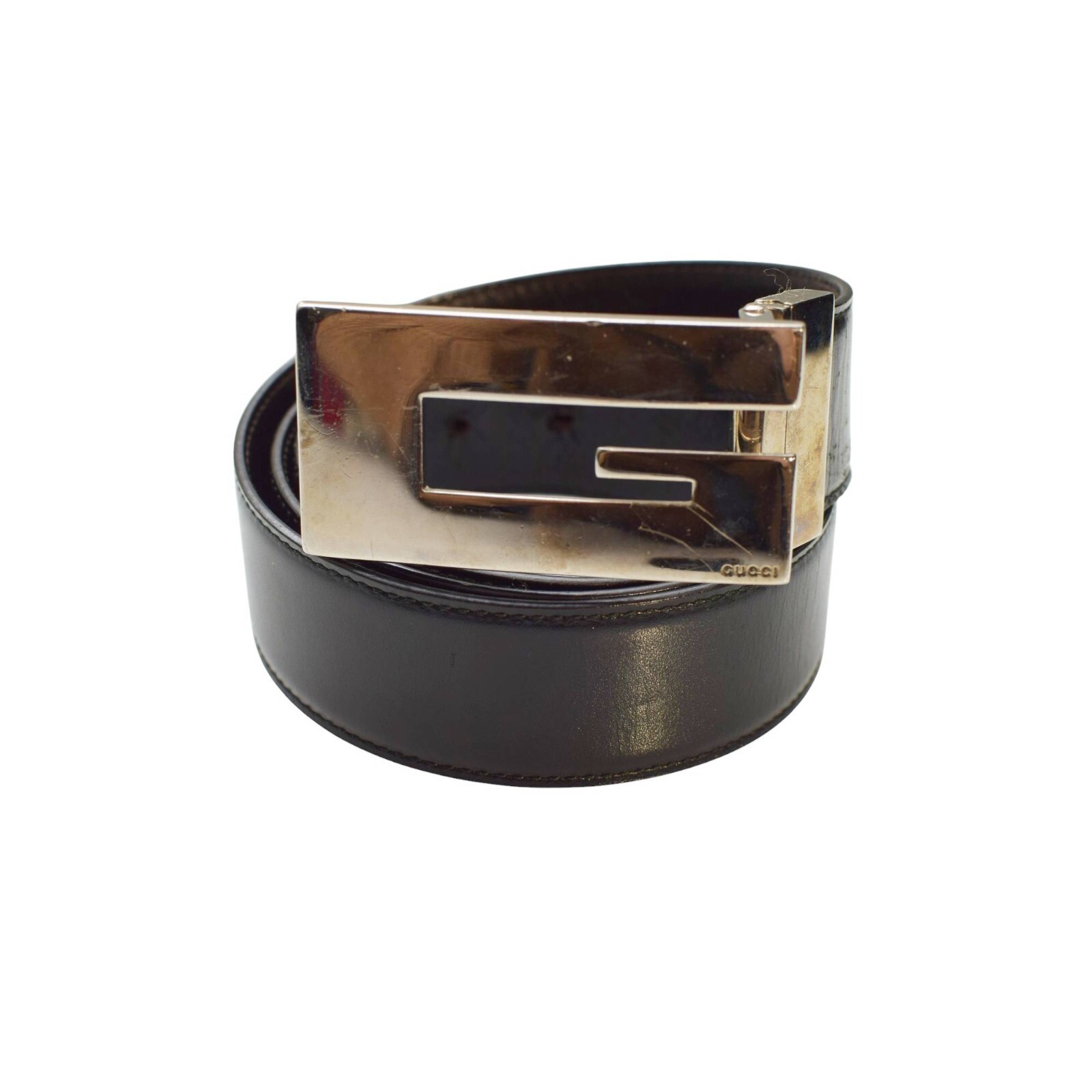 Gucci Black Leather Large G Monogram Silver Tone Buckle Gucci Black Leather Large G Monogram Silver Tone Buckle
