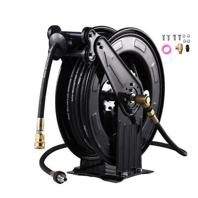 Pressure Washer Hose Reel 50ft with Swivel Arm, 3/8'' NPT Outlet Pipe, 4000 PSI