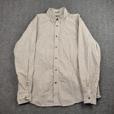 Gander Mountain Guide Series Mens Shirt Large Brown Plaid Long Sleeve Outdoor