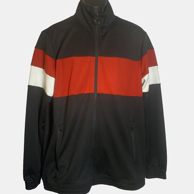 ID Ideology Track Jacket Men's Medium Black Red Colorblock  1/2 Zip