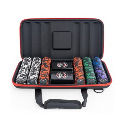Poker Chips Set with Case - 300 Clay Poker Chips - 2 Card Decks, Dealer Butto...