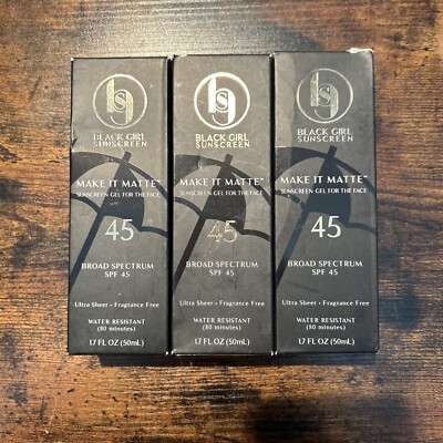 Black Girl Sunscreen Make it Matte SPF 45 Face Sunscreen Gel  (LOT OF 3 )
