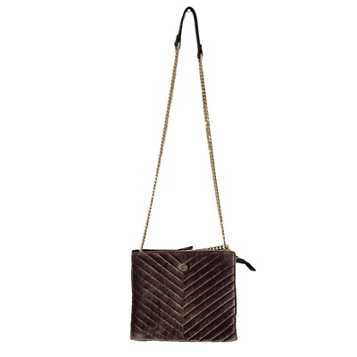 La Diva Chevron Velour Herringbone Quilted Convertible Crossbody Shoulder Bag