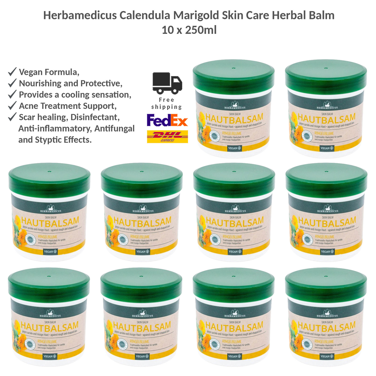 Herbamedicus Calendula Marigold Skin Care Herbal Balm Vegan Scar Healing x10 - Picture 1 of 7