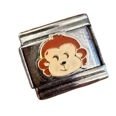 Vintage Y2K Italian Charm Bracelet Silver Monkey Animal Circus Charm
