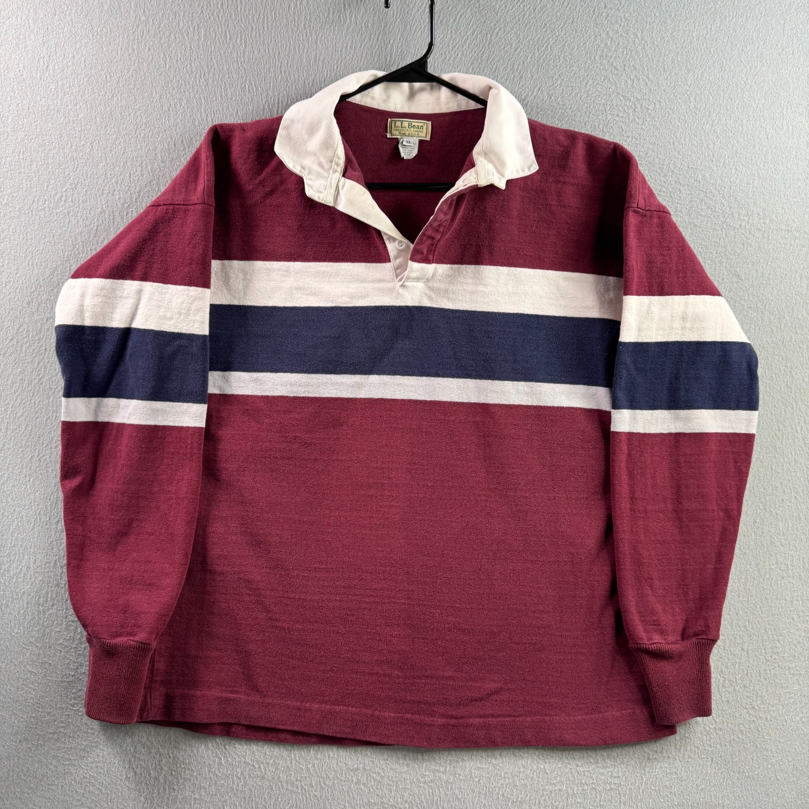 90’s LLBean Rugby shirts Vintage LL Bean Rugby Shirt Mens XL 90s Heavy Cotton Long