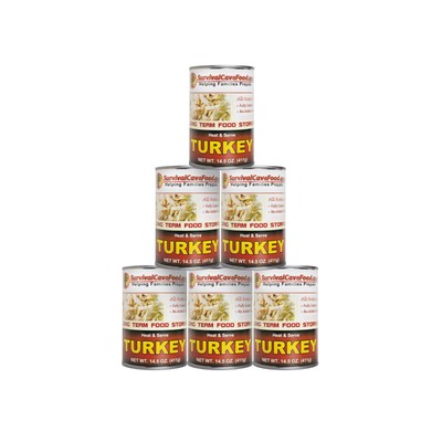 Survival Cave Canned Meat Turkey Long Term Food Storage 14.5oz - 12 Cans Case