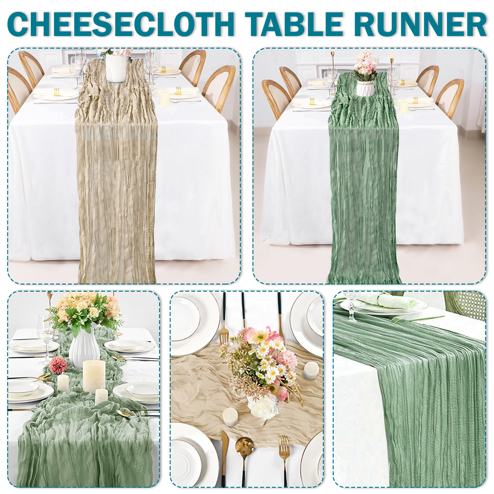 Premium Table Runner Durchsichtig Gaze Stoff Weihnachten Esstisch Einstellung