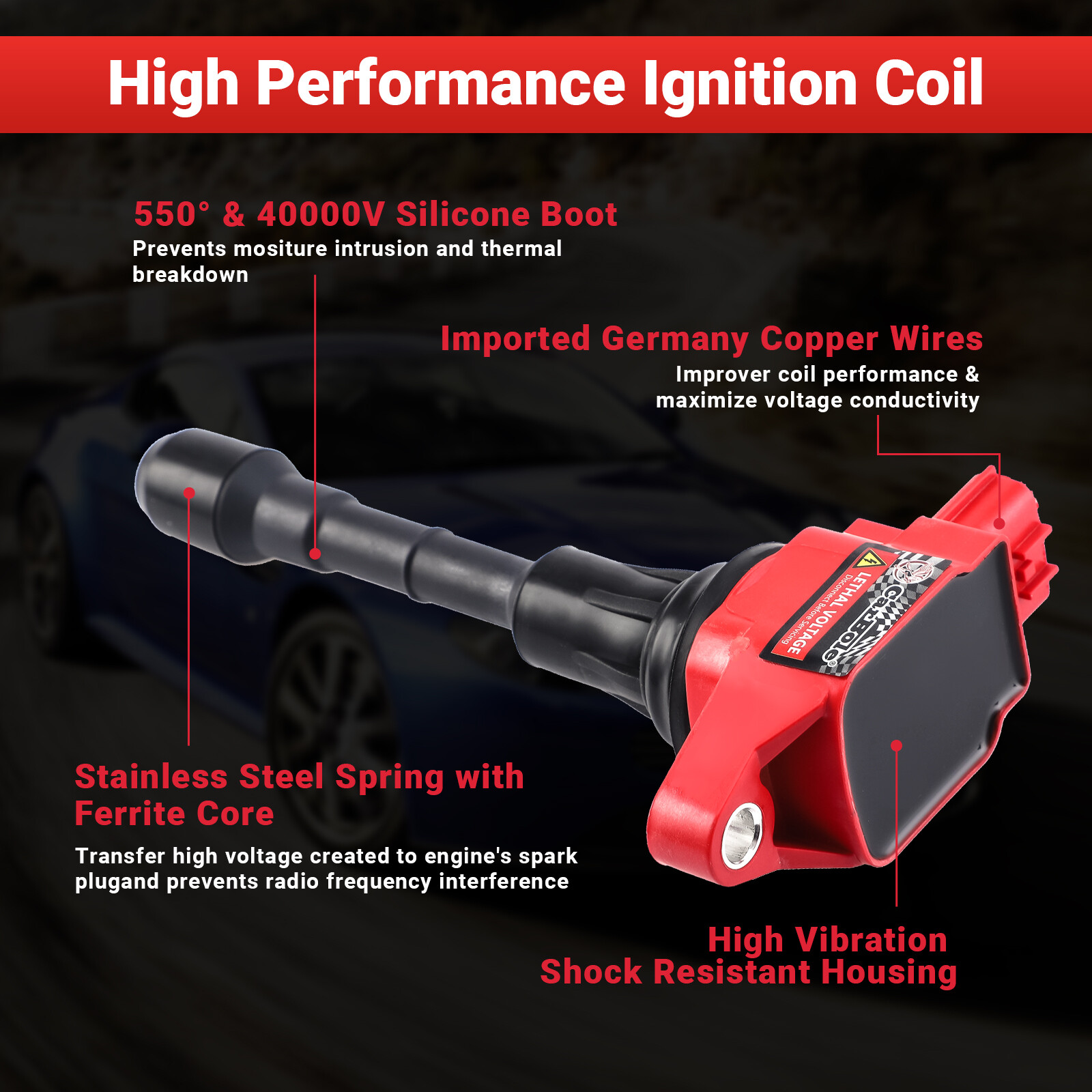 High Performance Ignition Coil For 2007-12 Infiniti Nissan V6 V8 3.5L 5.0L UF550