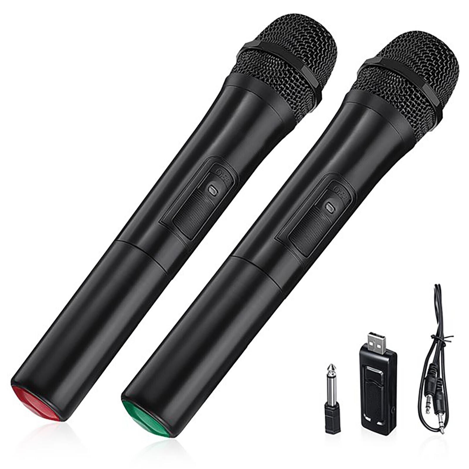 2 Pack Dual USB UHF Wireless Microphone System Kit With Receiver For Karaoke
