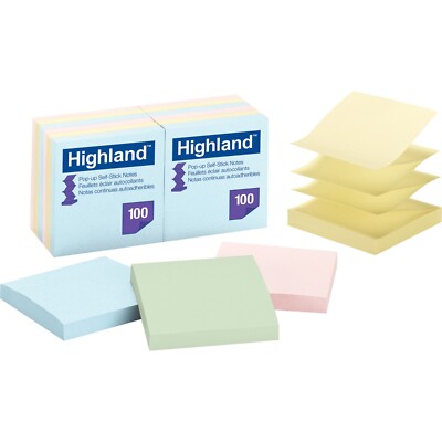 Pop-up Sticky Notes, 3 x 3 Inches, Assorted Pastel Colors, 12 Pack (6549-PUA)