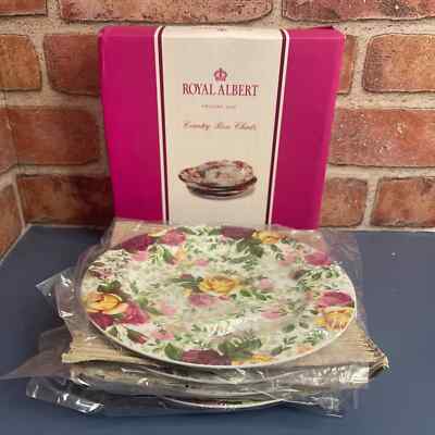 Royal Albert Country Rose Chintz set of 4 Dessert Plates new in Box