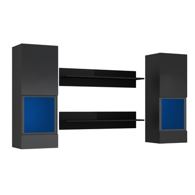 4 PCs Modern High Gloss Floating Entertainment Center Media Storage Cabinets