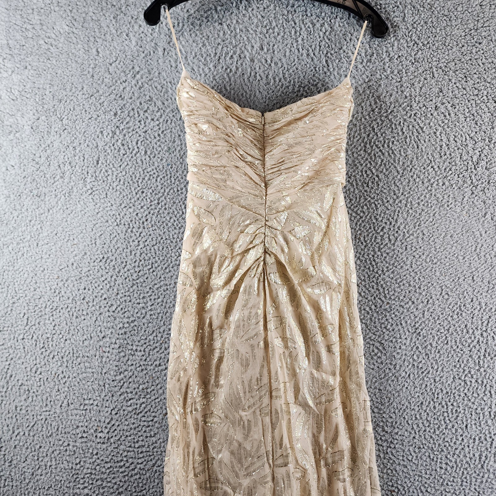 Ramy Brook Goldie Strapless Metallic Silk-Blend Dress Womens 4 Gold Ruffle Front - Picture 15 of 16