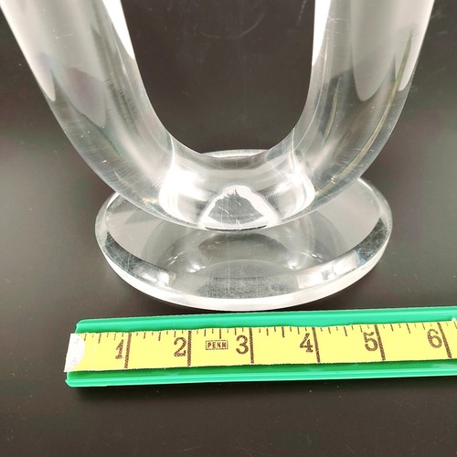 Clear Plastic (Lucite?)J-Shaped Dorothy Thorpe Style 10" x 5.5"x 3.5" Candelabra