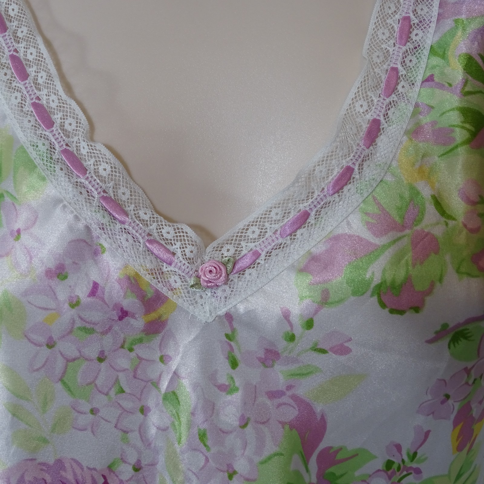 Oscar de la Renta Pink Label Sleep Shirt Babydoll Top Lingerie Size S Floral
