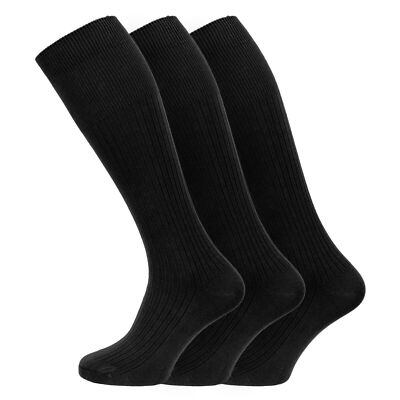 3 PAIRS MENS LONG HOSE SOCKS KNEE HIGH 100% COTTON GENTLE GRIP SOFT TOP 6 - 11