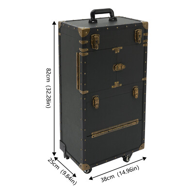 Hairdressing Case Box Cosmetic Tool Organizer Rolling Makeup Case Trolley w/Lock