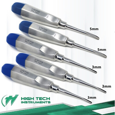 GERMAN 5 PCS CURVED DENTAL ROOT TIP EXTRACTION LUXATING ELEVATOR 5MM + 3MM
