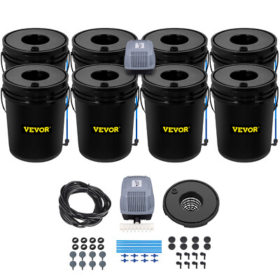 VEVOR Hydroponics Deep Water Culture DWC Hydroponic System 5 Gallon 8 Buckets