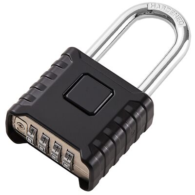 1 Pack Long Shackle Heavy Duty 4 Digit Combination Lock, One Touch Unlocking,...