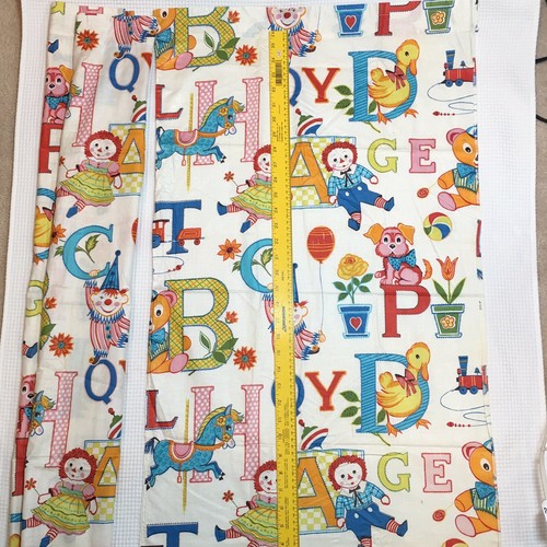 Vintage Raggedy Ann Fabric 3 Curtains Baby Nursery Panels ABC’s Andy Handmade