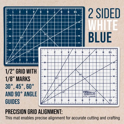 9" x 12" WHITE/BLUE Self Healing 6-Ply Double Sided Durable Cutting Mat