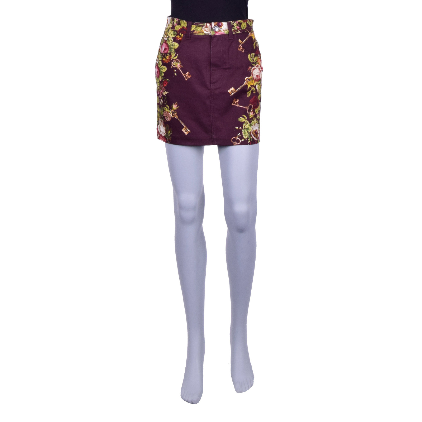 

DOLCE - GABBANA Джинсы с 5 карманами Джинсы Мини-юбка Keys Flowers Бордо-красный 07064