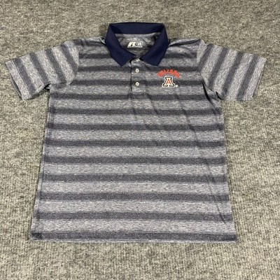 Arizona Wildcats Polo Mens L Blue Gray Golf Striped Performance College NCAA