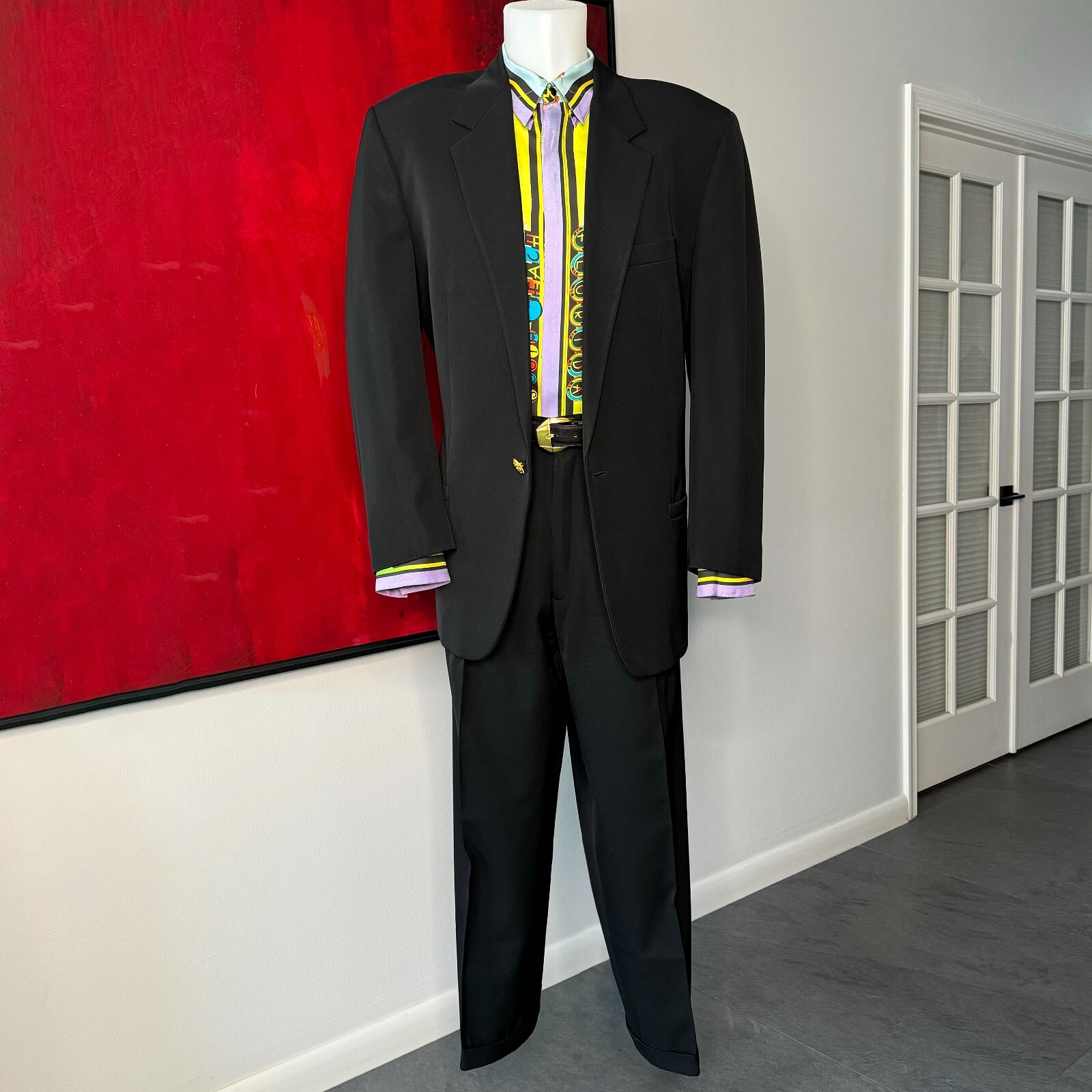 遣唐使アキラ　GIANNI VERSACE ダブルブレストスーツ　ブラック Gianni Versace F/W 1998 black suit with metal studs — JAMES
