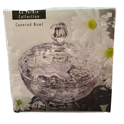 Crystal Japan Studio Silversmiths Le Jardin Collection Candy Dish Bowl with Lid