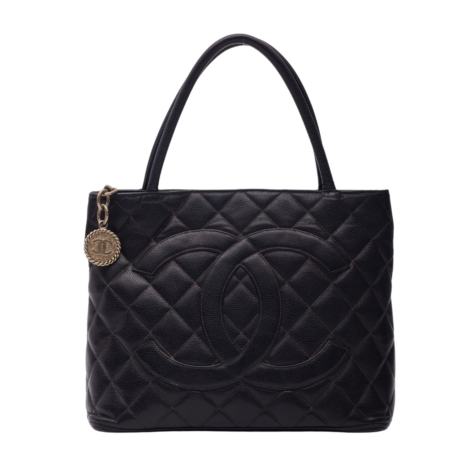 CHANEL BLACK CAVIAR MEDALLION TOTE BAG SMALL | eBay