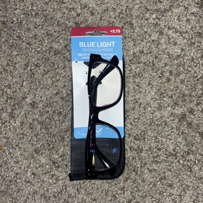 BNWT FOSTER GRANT VLER2102 BLK 2.75 Blue Light Reading Glasses W Soft Case