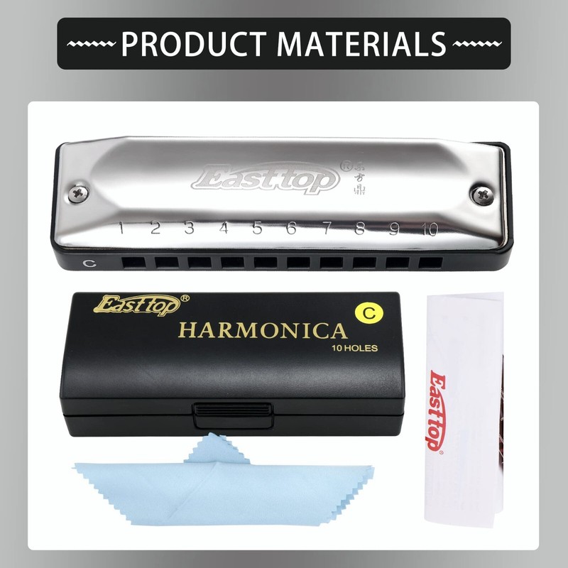 East Top 10hole 20tone Diatonic Blues Harmonica Key Of C Professional Gift New