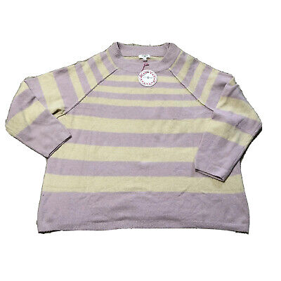 Umgee ladies size large oversized striped sweater pink tan Acrylic/nylon/Lycra