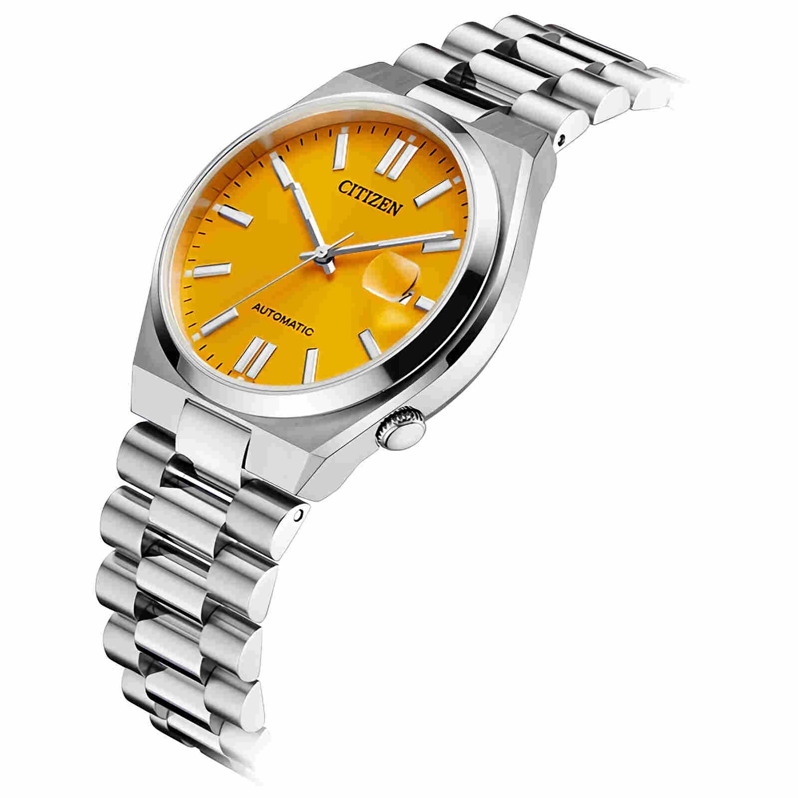 Pre-owned Citizen Nj0150-81z Tsuyosa Automatic Yellow Dial Stainless Steel Men's Watch