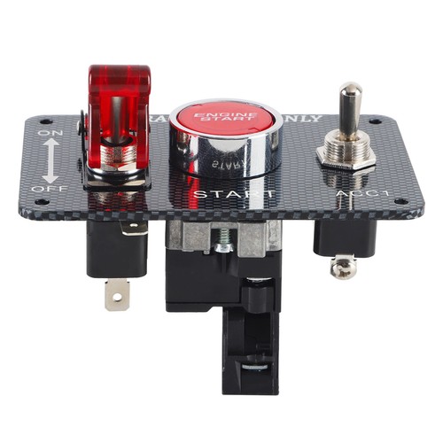 Carbon Ignition Button Switch Panel Engine Start Push LED 12V Toggle Racing Car