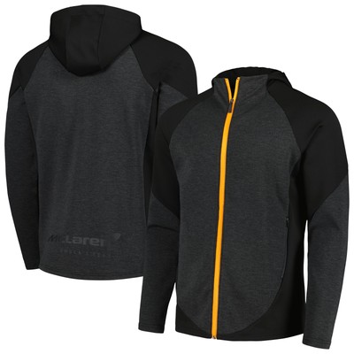 Men's Castore Black McLaren F1 Team Raglan Lifestyle Tri-Blend Full-Zip Hoodie