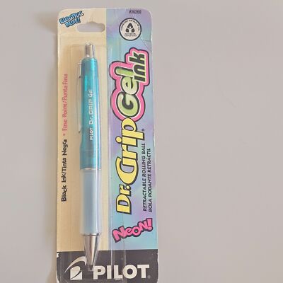Pilot Dr Grip Gel  Pen Electric Blue Black Ink Fine Point Retractable JAPAN NOS