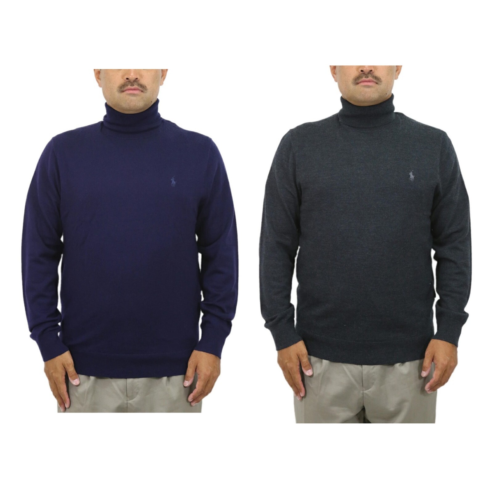 Однотонный свитер-водолазка Polo Ralph Lauren из моющейся шерсти мериноса с высоким воротом и рисунком пони