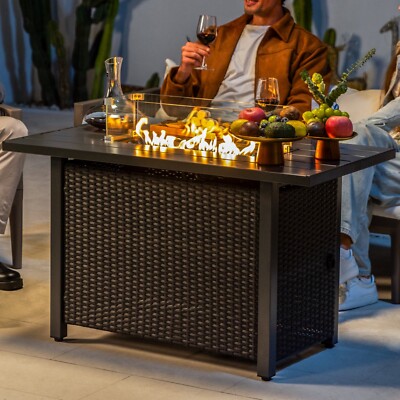 Feasto 43 In Gas Fire Pits Table for Patio,Fire Pit Table for Outside, Black