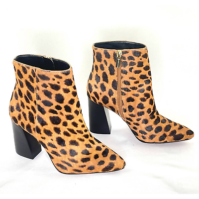 Vince Camuto Thelmin Leopard Print Calf Hair Booties Women s Sz 5