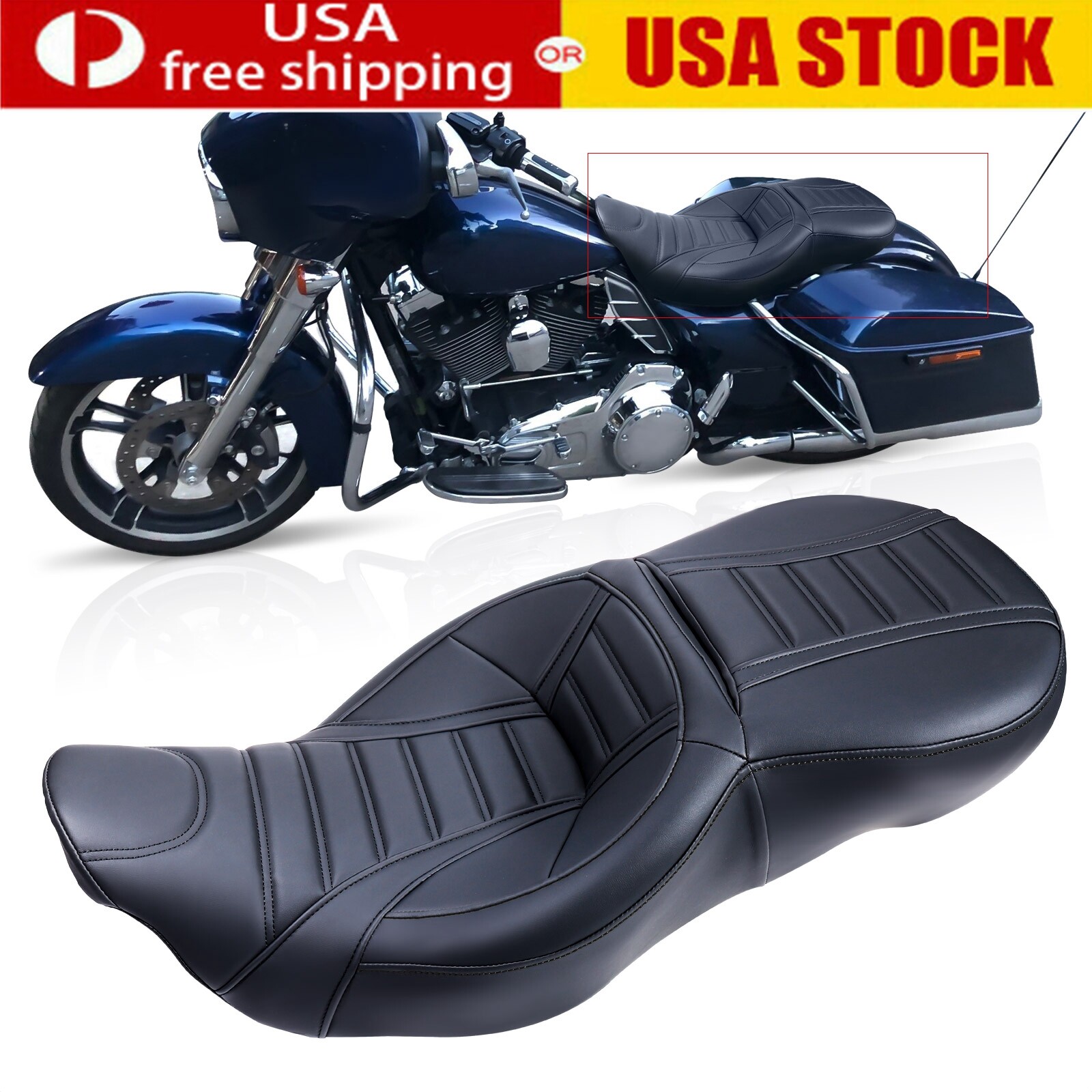 One Piece Driver & Passenger Seat For Harley Touring and Trike Models 09-Later