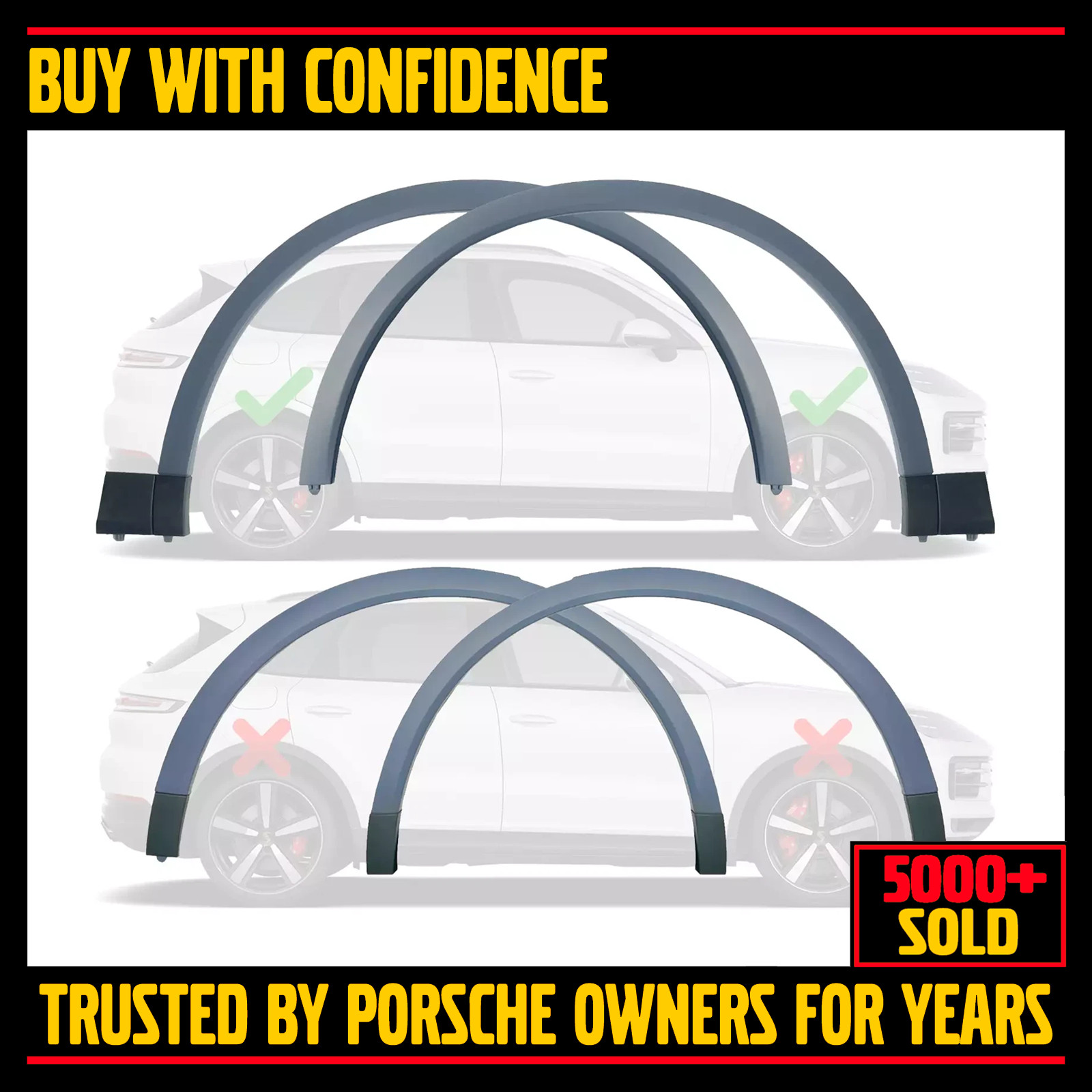 Wheel Arch Flare Fender Trim Kit Set 4pcs Porsche Cayenne 2019-UP Primed Paint