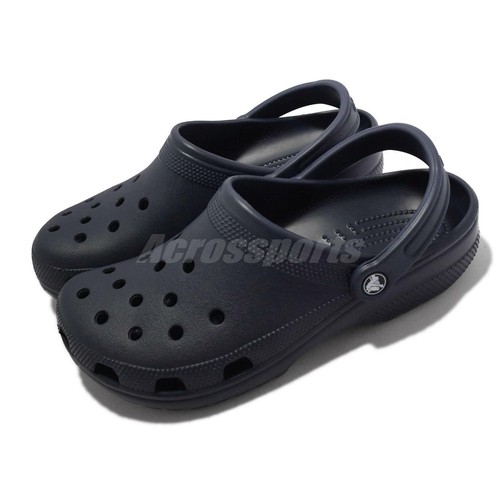 

Crocs Classic Navy White Men Unisex Slip On Casual Sandals Slippers 10001-410, Серый, Classic